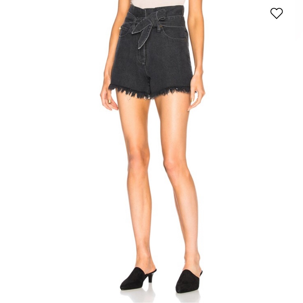 Nanushka Apache High Waisted Tie Black 100% Cotton Raw Hem Shorts Size Small